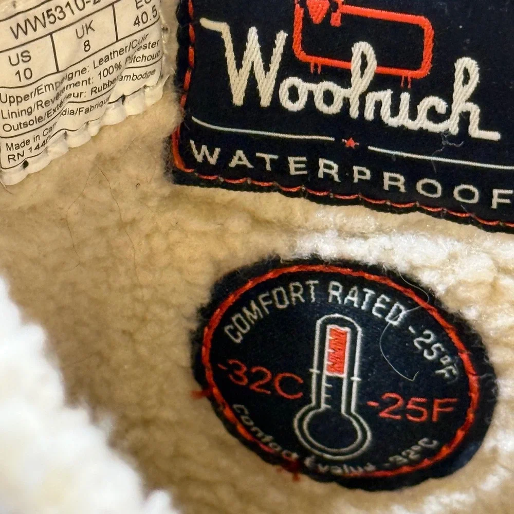 Woolrich Fully Wooly Slip Winter Boot Waterproof‎ Brown Leather EUC W10 Gorpcore
